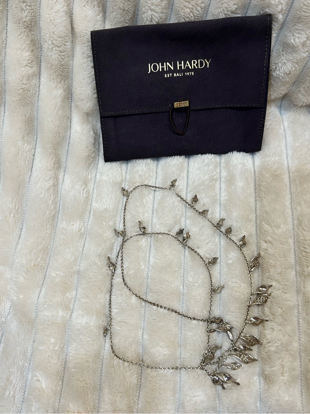 John Hardy Silver Leaf Station Layered Necklace Set EUC